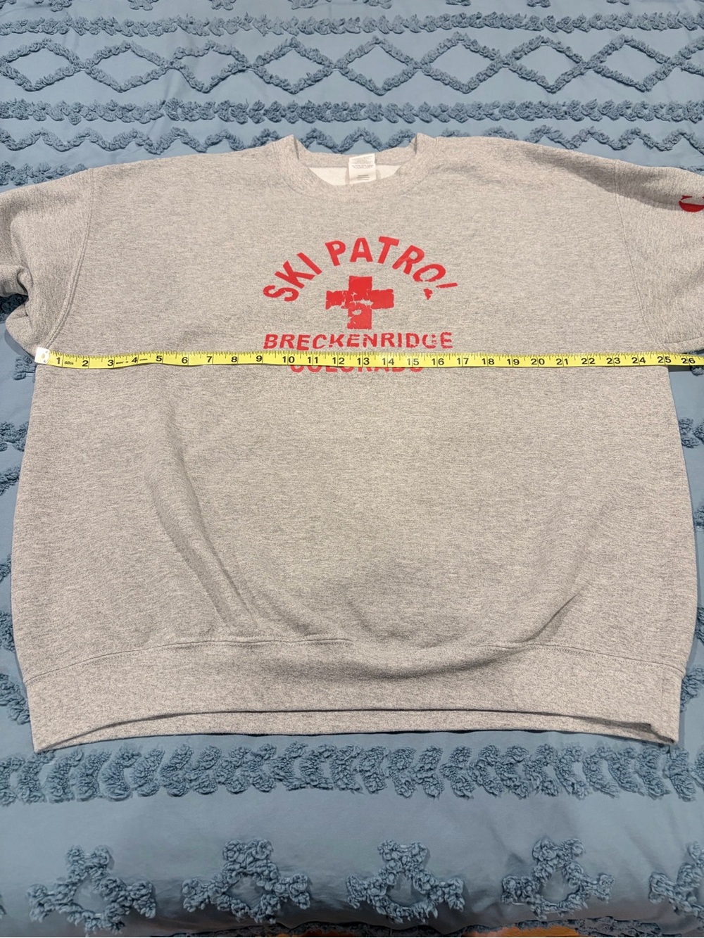 Gildan Gray Crewneck Sweatshirt with Red Ski Patrol Graphics - Picture 6 of 7